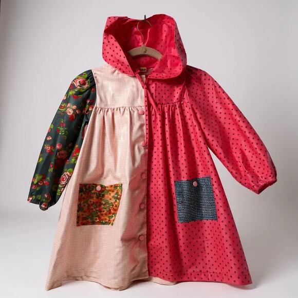 Girls Mardi Amber Vintage Style Cottage Core Patchwork Rain Coat 7/8 - Picture 1 of 8